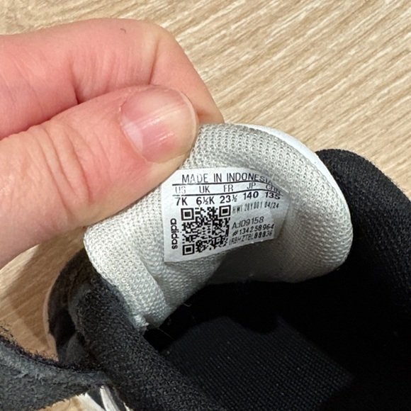 adidas Kids Black and White Velcro Sneakers - Picture 3 of 5